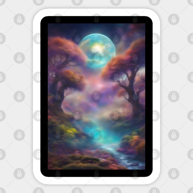 Moon Between Trees Sticker by JDI Fantasy Images